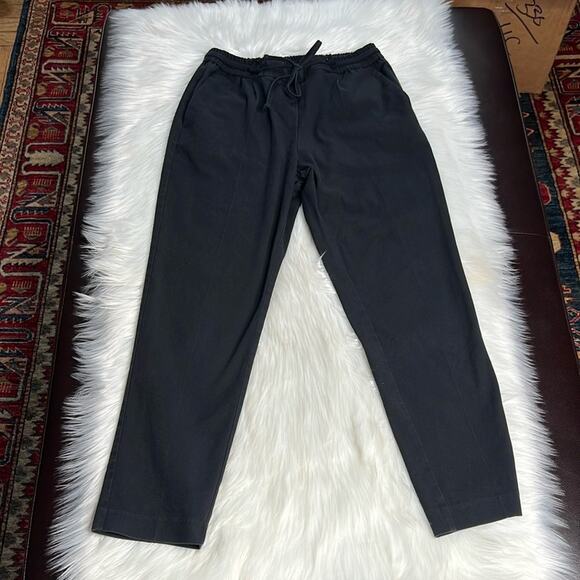 Zara Black Cotton High Rise Drawstring Waist Pants - Picture 1 of 4